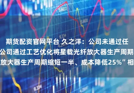 期货配资官网平台 久之洋：公司未通过任何渠道发布或披露“公司通过工艺优化将星载光纤放大器生产周期缩短一半、成本降低25%”相关信息